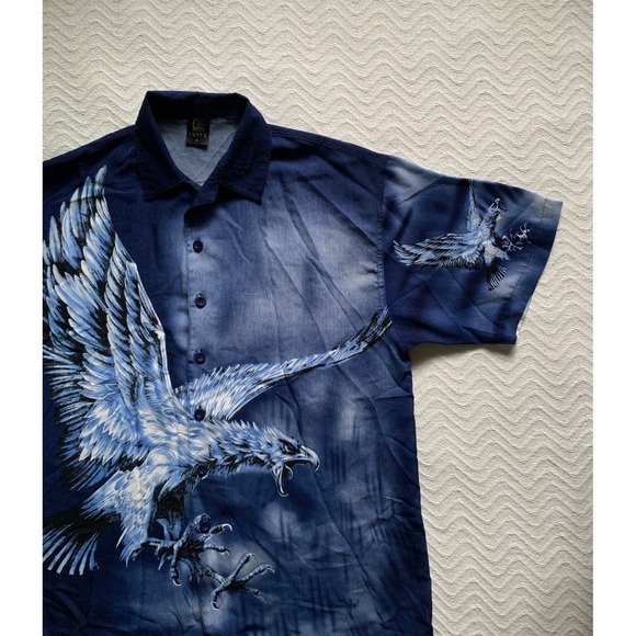 American Vintage Other - VTG Y2K Chite Graphic Eagle Button Up T Sz L streetwear grunge classic JNCO like